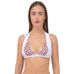 Cute Flowers - Carmine Red White Double Strap Halter Bikini Top