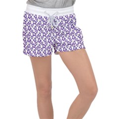 Cute Flowers - Imperial Purple Velour Lounge Shorts by FashionBoulevard