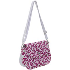 Cute Flowers - Peacock Pink White Saddle Handbag by FashionBoulevard