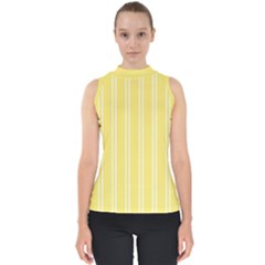 Nice Stripes - Blonde Yellow Mock Neck Shell Top