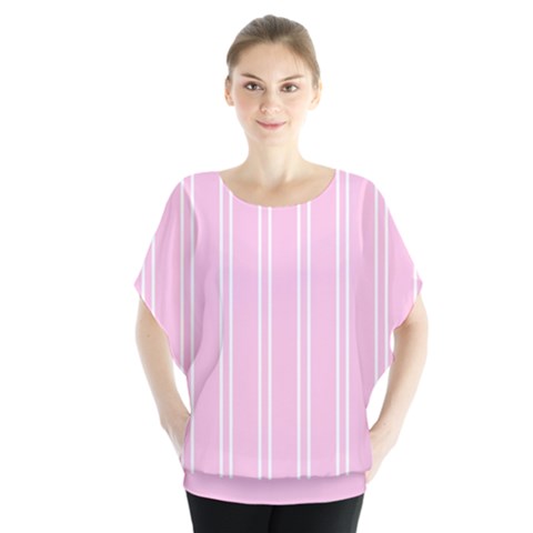 Nice Stripes - Blush Pink Batwing Chiffon Blouse by FashionBoulevard