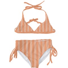 Nice Stripes - Cantaloupe Orange Kids  Classic Bikini Set by FashionBoulevard