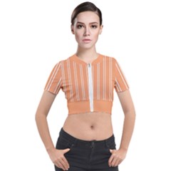 Nice Stripes - Cantaloupe Orange Short Sleeve Cropped Jacket by FashionBoulevard