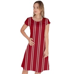 Nice Stripes - Carmine Red Classic Short Sleeve Dress