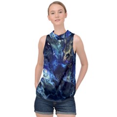 Somewhere In Space High Neck Satin Top by CKArtCreations