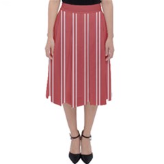 Nice Stripes - Indian Red Classic Midi Skirt by FashionBoulevard