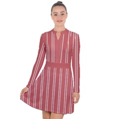 Nice Stripes - Indian Red Long Sleeve Panel Dress by FashionBoulevard