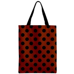 Polka Dots - Black On Burnt Orange Zipper Classic Tote Bag by FashionBoulevard