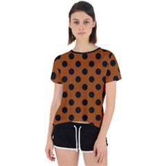 Polka Dots - Black On Burnt Orange Open Back Sport Tee by FashionBoulevard