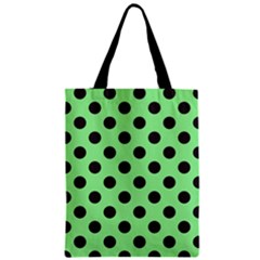 Polka Dots Black On Mint Green Zipper Classic Tote Bag by FashionBoulevard