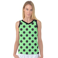 Polka Dots Black On Mint Green Women s Basketball Tank Top by FashionBoulevard