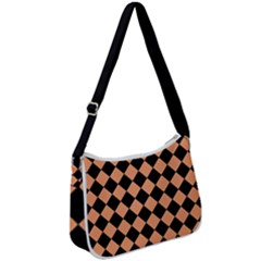 Block Fiesta Black And Cantaloupe Orange Zip Up Shoulder Bag