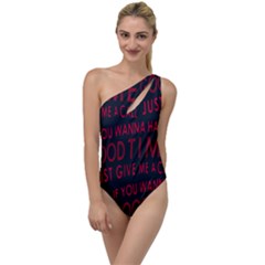 Motivational Phrase Motif Typographic Collage Pattern To One Side Swimsuit by dflcprintsclothing