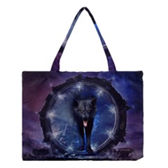 Awesome Wolf In The Gate Medium Tote Bag by FantasyWorld7