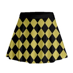 Block Fiesta Black And Ceylon Yellow Mini Flare Skirt by FashionBoulevard