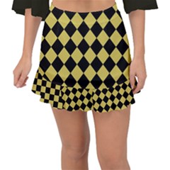 Block Fiesta Black And Ceylon Yellow Fishtail Mini Chiffon Skirt