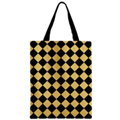 Block Fiesta Black And Mellow Yellow Zipper Classic Tote Bag by FashionBoulevard