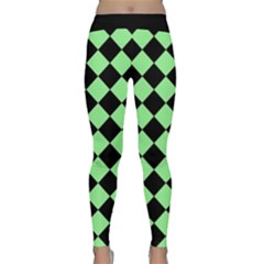 Block Fiesta Black And Mint Green Classic Yoga Leggings by FashionBoulevard