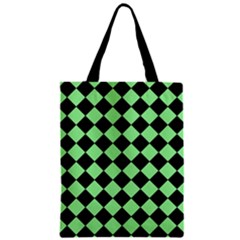 Block Fiesta Black And Mint Green Zipper Classic Tote Bag by FashionBoulevard