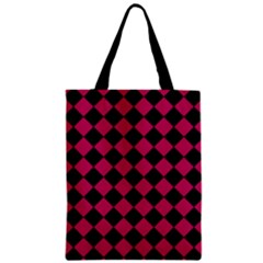 Block Fiesta Black And Peacock Pink Zipper Classic Tote Bag by FashionBoulevard