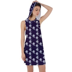 White Rose In Purple Racer Back Hoodie Dress