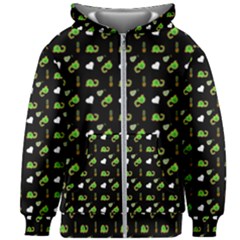 Green Elephant Pattern Kids  Zipper Hoodie Without Drawstring by snowwhitegirl