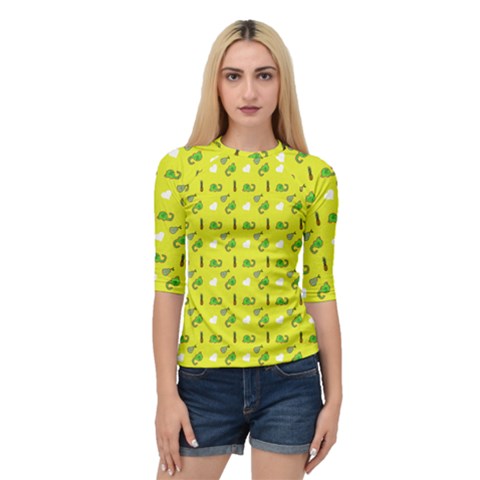 Green Elephant Pattern Yellow Quarter Sleeve Raglan Tee by snowwhitegirl