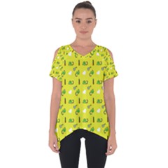 Green Elephant Pattern Yellow Cut Out Side Drop Tee by snowwhitegirl