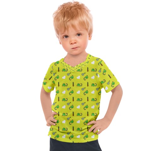 Green Elephant Pattern Yellow Kids  Sports Tee by snowwhitegirl