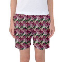 Doily Rose Pattern Red Women s Basketball Shorts by snowwhitegirl