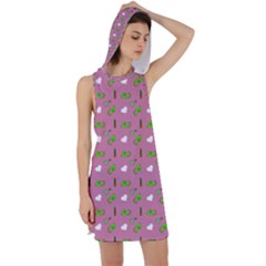 Green Elephant Pattern Mauve Racer Back Hoodie Dress by snowwhitegirl