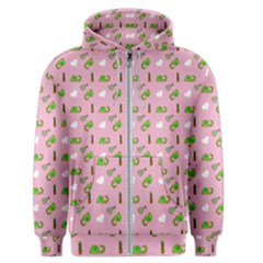 Green Elephant Pattern Pink Men s Zipper Hoodie by snowwhitegirl