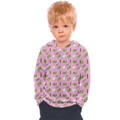 Green Elephant Pattern Pink Kids  Overhead Hoodie by snowwhitegirl