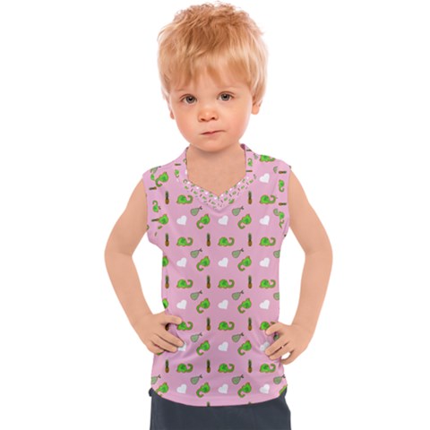 Green Elephant Pattern Pink Kids  Sport Tank Top by snowwhitegirl