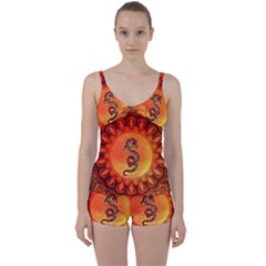 Wonderful Chinese Dragon Tie Front Two Piece Tankini by FantasyWorld7