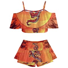 Wonderful Chinese Dragon Kids  Off Shoulder Skirt Bikini by FantasyWorld7