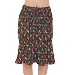 Fiola Pattern Brown Short Mermaid Skirt