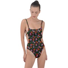 Fiola Pattern Brown Tie Strap One Piece Swimsuit by snowwhitegirl