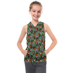 Fiola Pattern Green Kids  Sleeveless Hoodie