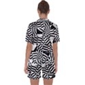 Black And White Crazy Pattern Satin Short Sleeve Pyjamas Set View2