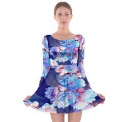 Flowers Long Sleeve Skater Dress by Sparkle