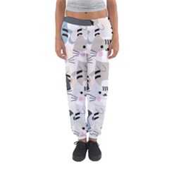 Cute Cat Couple Seamless Pattern Cartoon Women s Jogger Sweatpants by Vaneshart