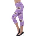 Cute Colorful Cat Kitten With Paw Yarn Ball Seamless Pattern Lightweight Velour Capri Leggings  View3