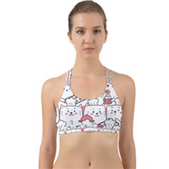 Cute Cat Chef Cooking Seamless Pattern Cartoon Back Web Sports Bra by Vaneshart