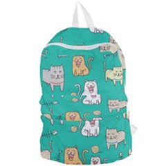 Seamless Pattern Cute Cat Cartoon With Hand Drawn Style Foldable Lightweight Backpack by Vaneshart