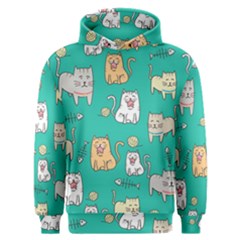 Seamless Pattern Cute Cat Cartoon With Hand Drawn Style Men s Overhead Hoodie by Vaneshart