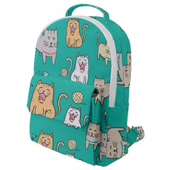 Seamless Pattern Cute Cat Cartoon With Hand Drawn Style Flap Pocket Backpack (small) by Vaneshart