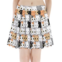 Cute Cat Kitten Cartoon Doodle Seamless Pattern Pleated Mini Skirt by Vaneshart