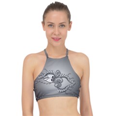 Decorative Clef, Zentangle Design Racer Front Bikini Top by FantasyWorld7