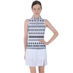 Borders Ikat Ethnic Frame Tribal Women s Sleeveless Polo Tee